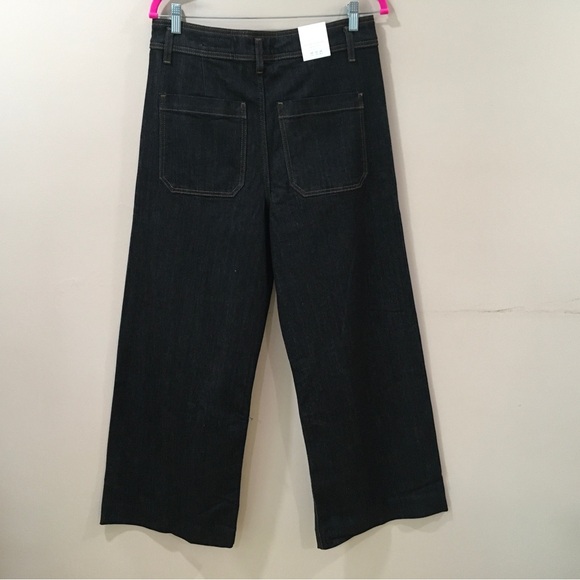 ZARA Jeans The Patch Pocket Wide Leg Denim Rinse Black 8307/042 Women 12 New - Picture 5 of 13